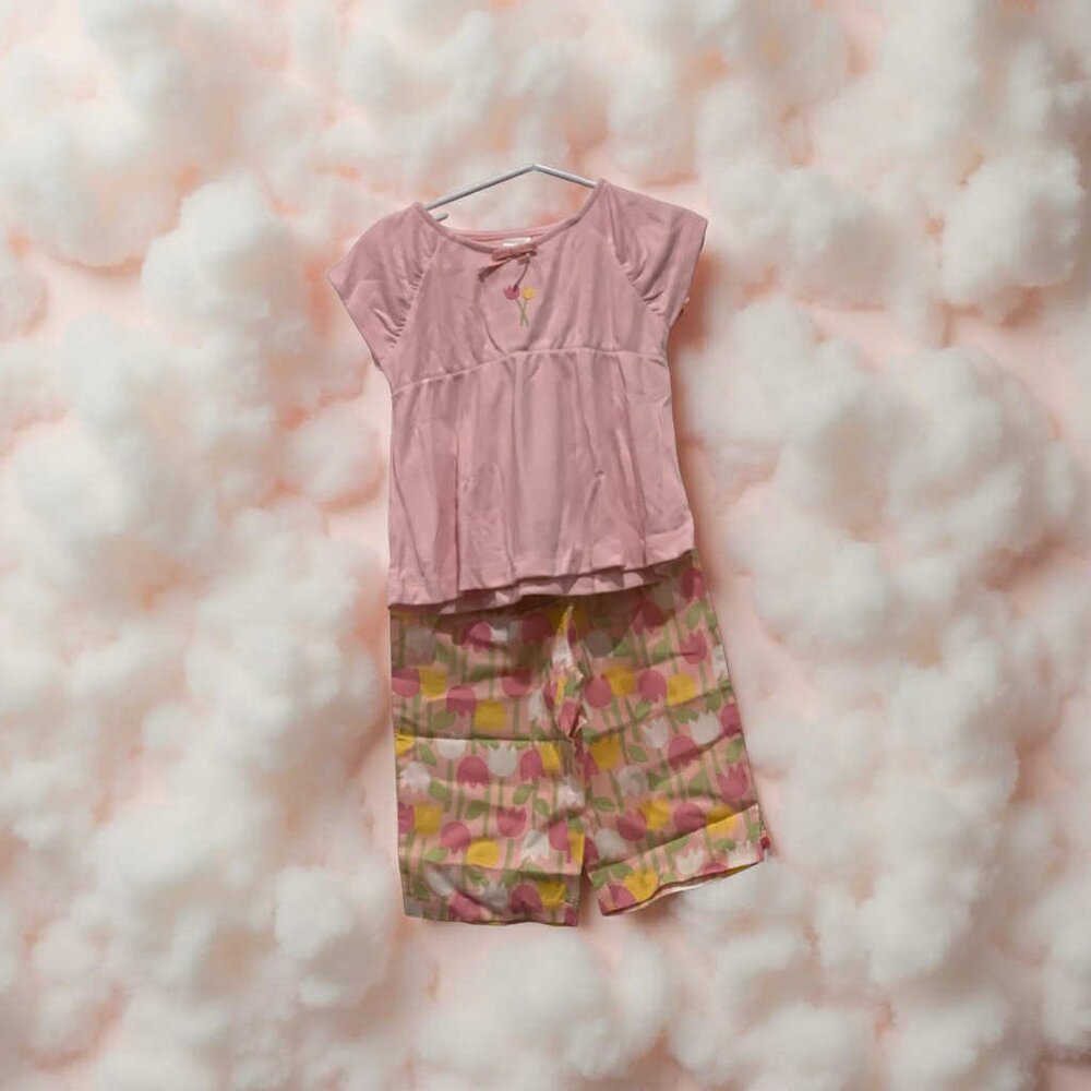 Gymboree NWT Pink Tunic Pajamas Embroidered Tulip Woven Full-Length 2T